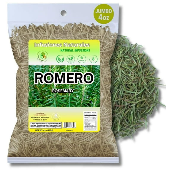 Premium Loose Whole Rosemary (Hojas de Romero) Dried Leaves Tea 4oz (113gr) by Crafted By Nature - Beverage