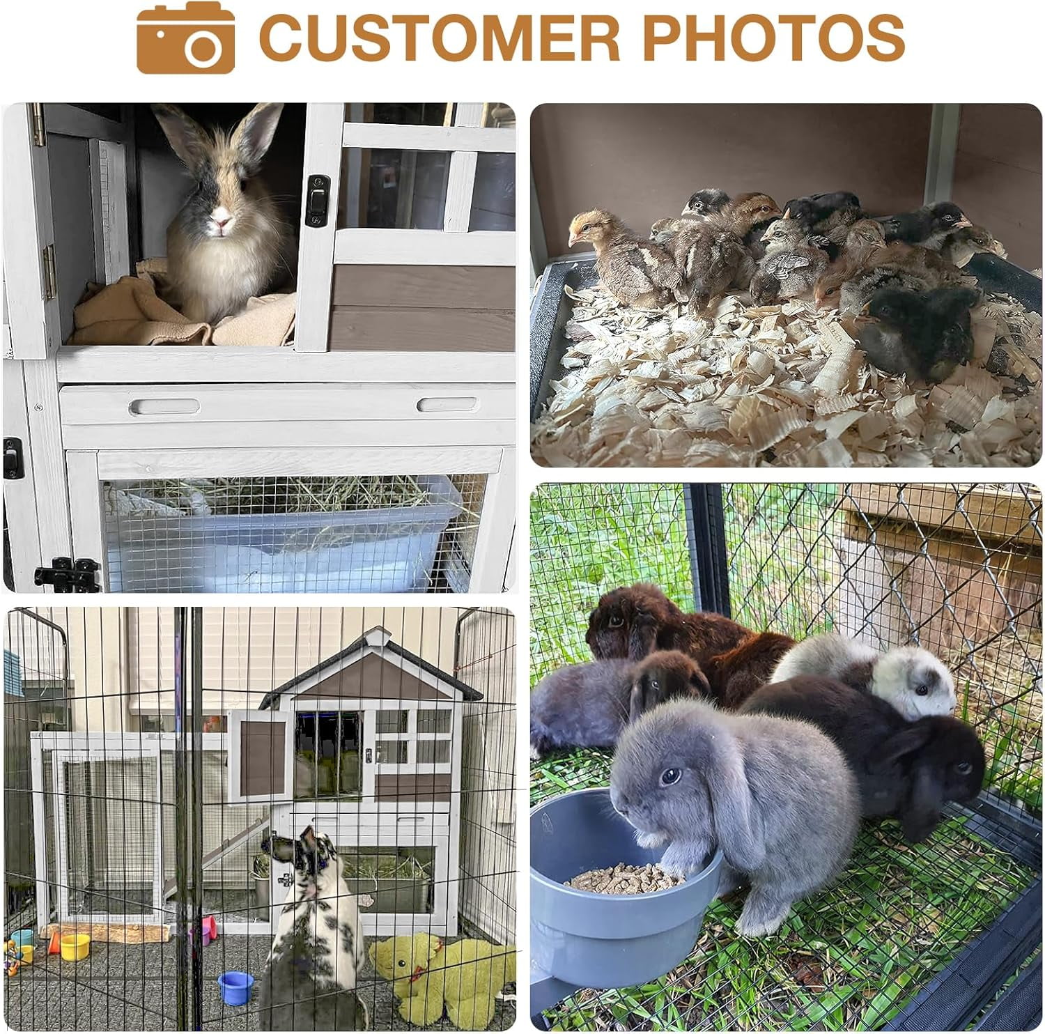 Aivituvin 51.6''L Rabbit Hutch Outdoor Chicken Coop, Indoor Bunny Cage with Run, Guinea Pig House with Pull Out Upper Tray, Brown