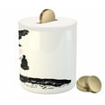 thumbnail image 3 of Teen Room Piggy Bank, Baroque Abstract Woman Face and Patterned Hat Old Fashioned Design, Ceramic Coin Bank Money Box for Cash Saving, 3.6" X 3.2", Charcoal Grey Pale Pink, by Ambesonne, 3 of 4