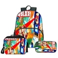 thumbnail image 3 of Roblox-mochila con estampado Digital 3D para niños, bolsa de almuerzo de tres piezas a todo color con cremallera, regalo de cumpleaños, 3 of 4