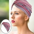thumbnail image 6 of Women's Soft Cotton Chemo Caps Ethnic Print Stretch Beanie Head Scarf Cover Headwear Bandana Turban Hat Head Loss - Red, 6 of 6