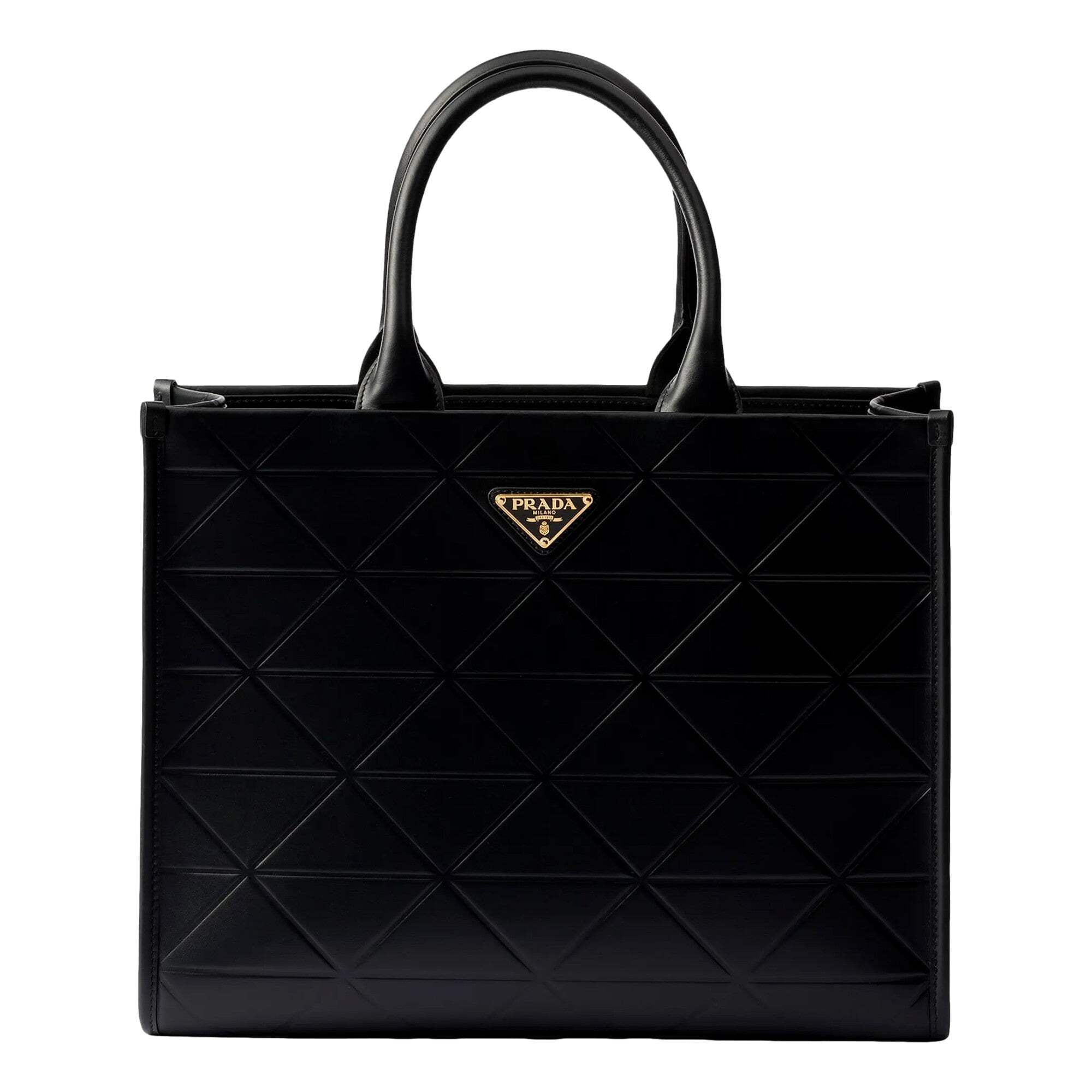 バッグ PRADA Black Perforated Leather Tote Bag Prada Leather shopping bag with detachable water bottle