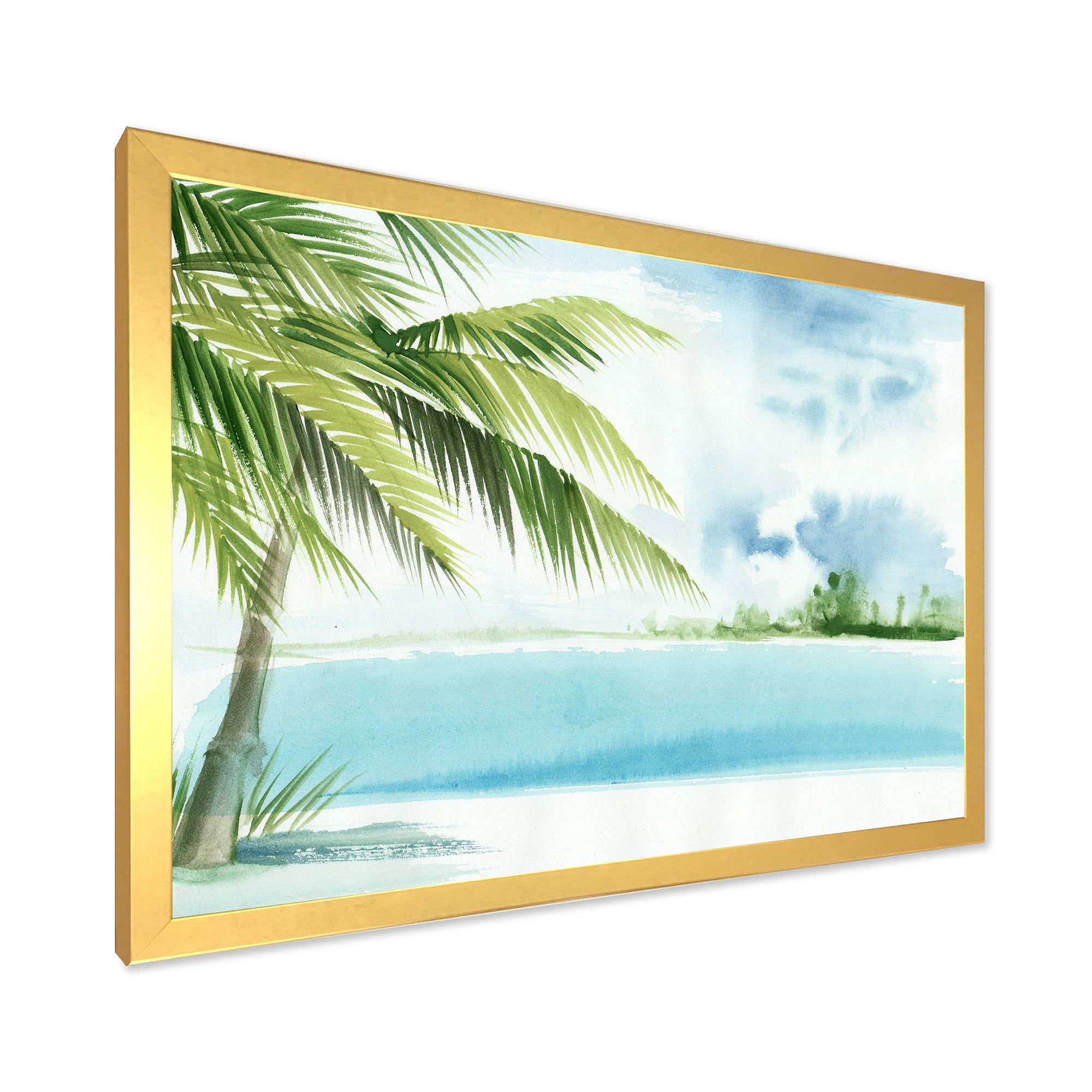 Designart 'Palm Beach Resort At Sunrise I' Nautical & Coastal Framed Art Print