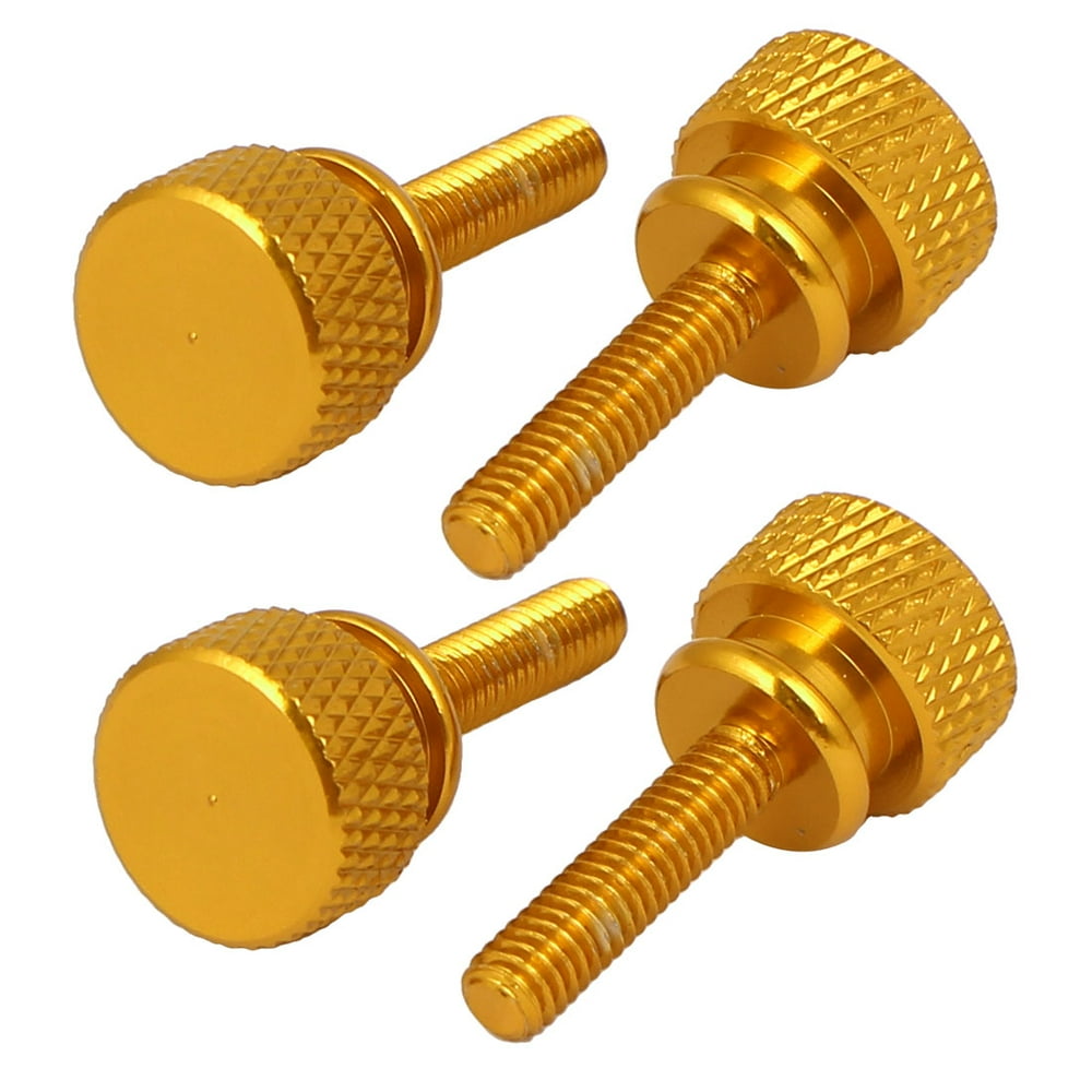 Computer PC Case Shoulder Type Knurled Thumb Screw Gold Tone M4x16mm