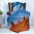 thumbnail image 4 of Western Soft Flannel Fleece Throw Blanket, Monument Valley in Wild West Historical American Lands and Sky Photo Deco, Cozy Plush for Indoor and Outdoor Use, 60" x 80", Burnt Orange Blue, by Ambesonne, 4 of 5
