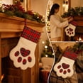 thumbnail image 5 of Ratfeit Christmas Paw Pet Stocking, 15.3-Inch, Red Tartan Plaid Design, With Hanging Cord, Holiday Fireplace Ornament, Pet Gift Sack for Pets, 5 of 7