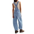 thumbnail image 3 of LANGWYQU Sleeveless Denim Bib Pants Women Casual Straight Jeans Jumpsuit, 3 of 5
