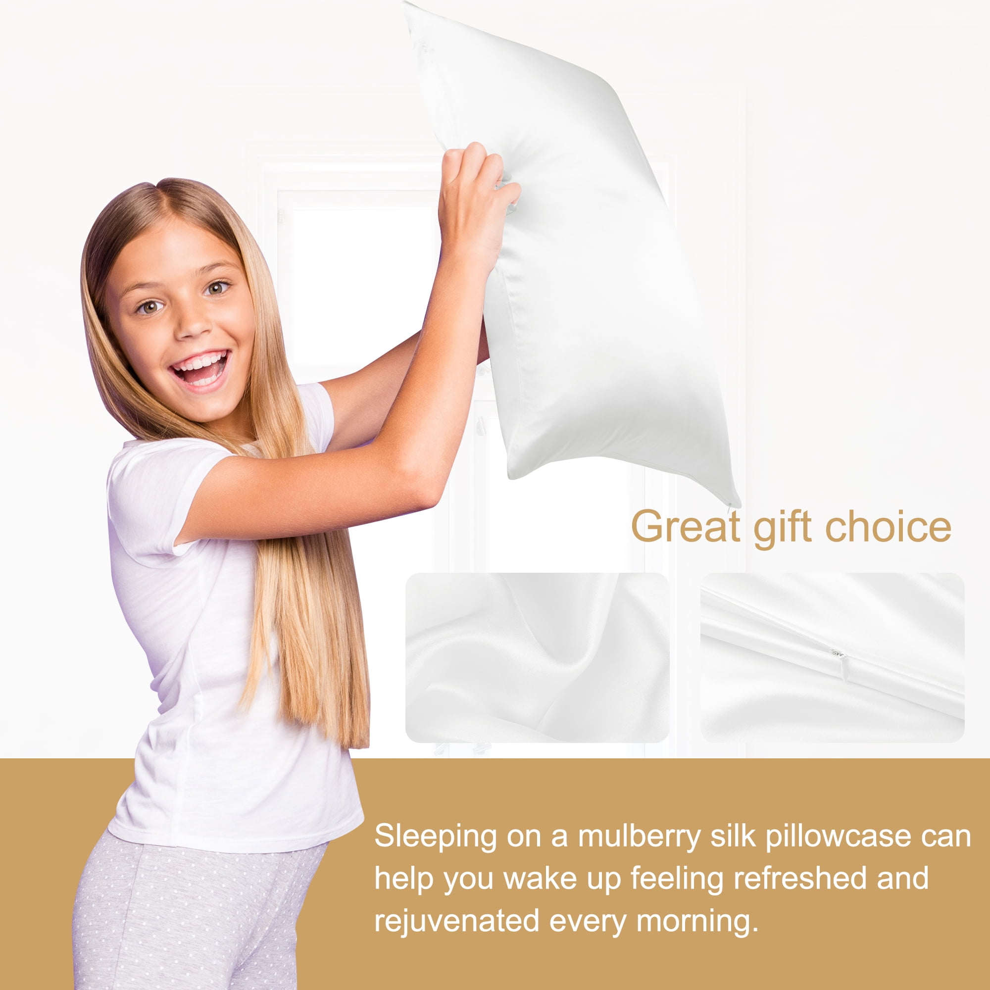 Unique Bargains 100% Mulberry Silk Pillowcase Set of 2, Toddler Size