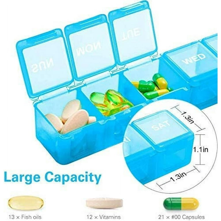 Extra Large Weekly Pill Organizer - XL Daily Pill Box - 7 Day Am Pm Jumbo  Pill Case/Container for Supplements Big Pill Holder Twice A Day Oversized