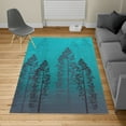 thumbnail image 2 of Country Turkish Area Rug, Pine Trees in the Forest on Foggy Seem Ombre Backdrop Wildlife Adventure Art, Soft Carpet for Living Room Decor, 6.6' X 9.6', Sky Blue, by Ambesonne, 2 of 4