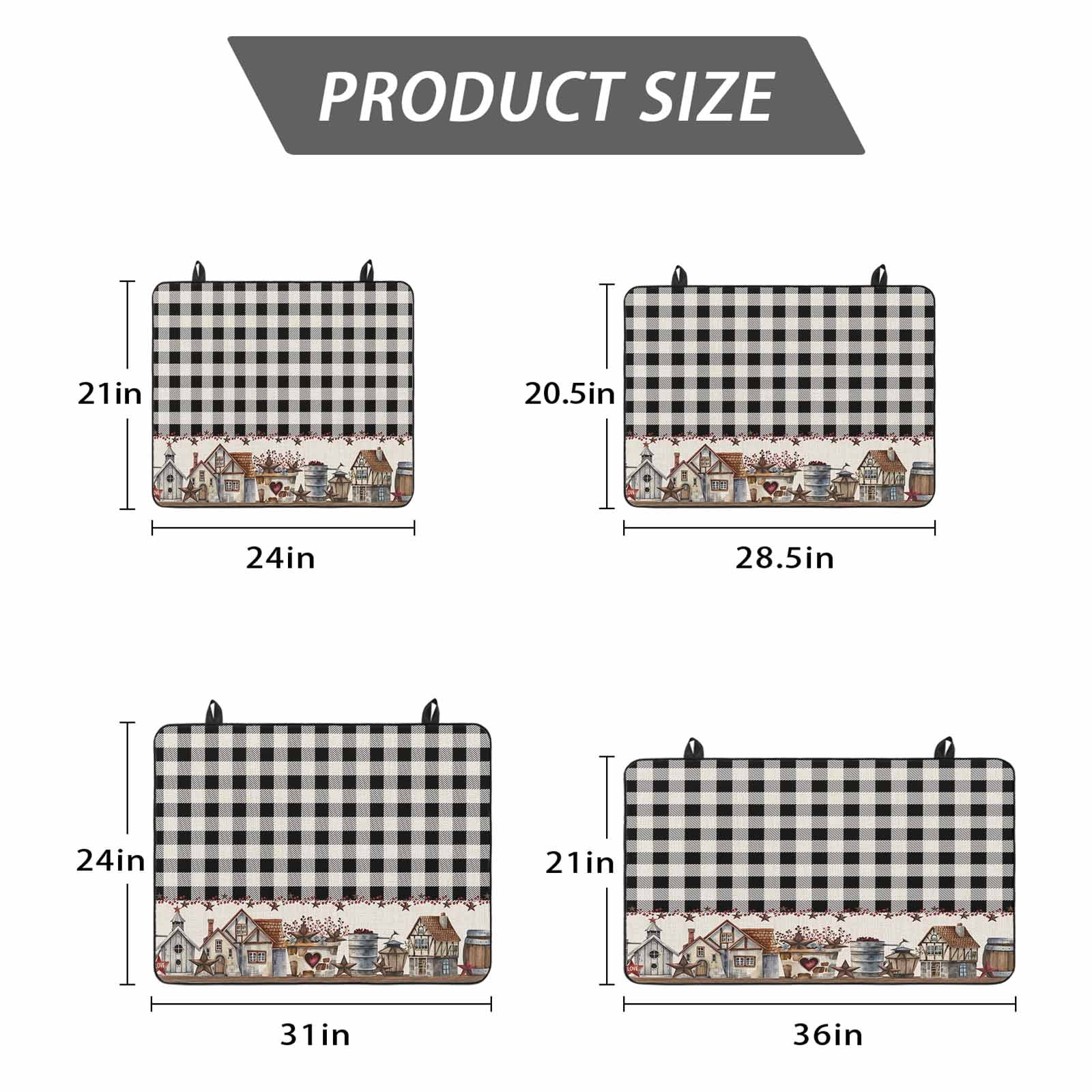 Farmhouse Stove Top Cover for Electric Stove, Heat-proof & Non Slip Glass Top Stove Cover Protector, American Country Star Barn Black Plaid Berry Kitchen Flat Cooktop Rubber Mat 24x21 Inches