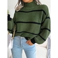 thumbnail image 2 of ZAXARRA Pull Col Roulé Ample pour Femmes Manches Longues Rayé Printemps Automne Mode Urbaine, 2 of 7