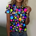 thumbnail image 2 of PMUYBHF T-Shirt Décontracté Mode Femme Col Rond Manches Courtes Imprimé Couleur 1152 m, 2 of 4