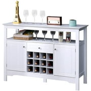 Mellcom Buffet Bar Cabinet with Wine Storage, Modern Sideboard Cabinet for Kitchens, White