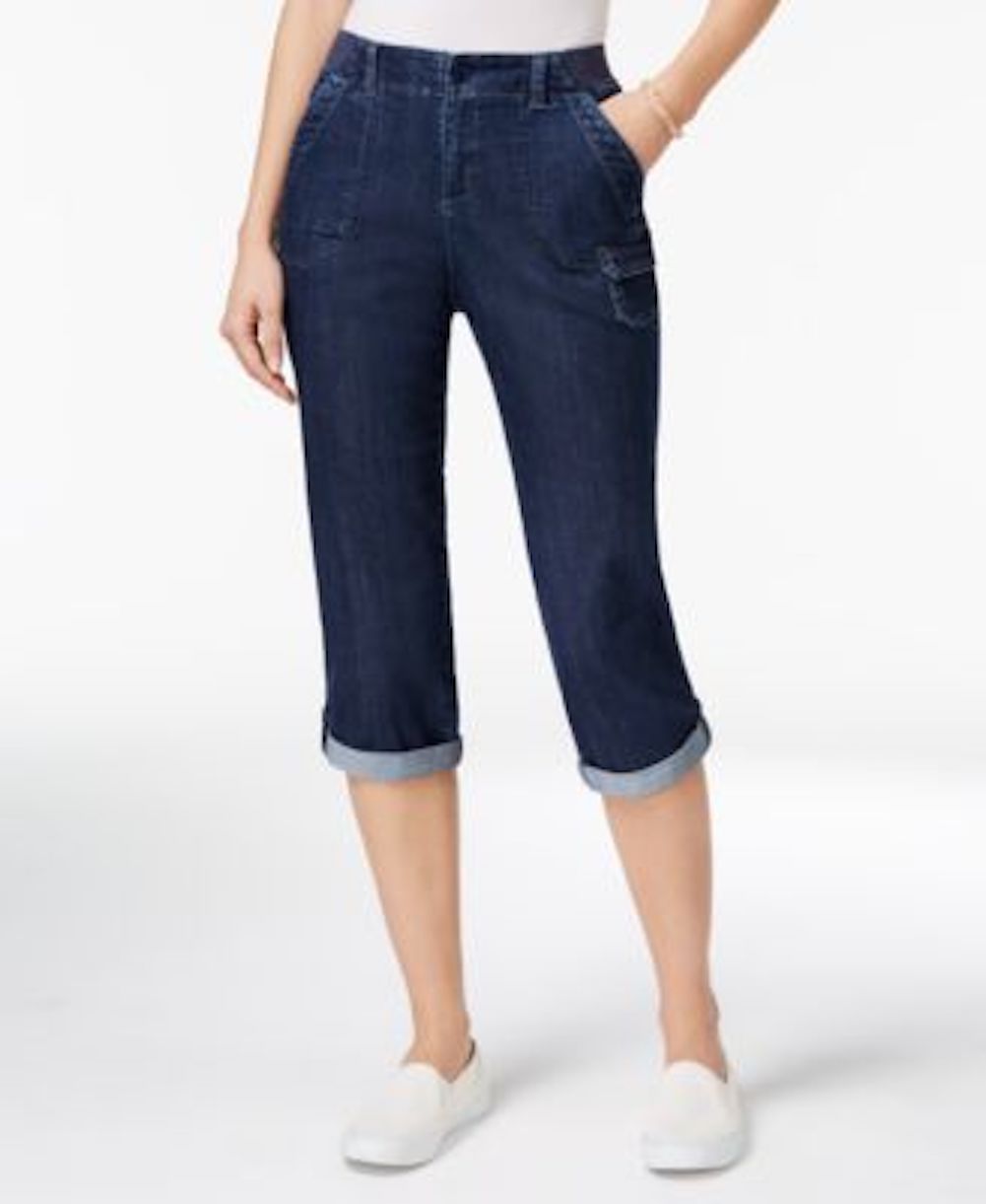 Lee Lee Women's Stretch Blue RelaxedFit MidRise Capri Cropped Denim