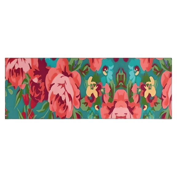 Pioneer Flower Floral Print Pattern Kitchen Rug Mat,Kitchen Runner Rugs Non Skid Washable,Decorative Kitchen Floor Mats for Kitchen,Sink,Laundry,17"X47"