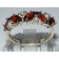 thumbnail image 2 of LBG British Made 14k White Gold Natural Garnet & Cultured Pearl Womens Eternity Ring - Size 10 - 33 size options, 2 of 6