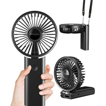 Portable Handheld Mini Fan, Neck Fan, 3000mAh Desk Fan, 180° Adjustable, 3 Speed Wind, USB Rechargeable Foldable Fan, Quiet Personal Fan with Power Bank - Black