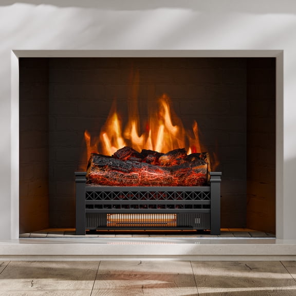 Electric Fireplace Log set insert 20.7" realistic flame effect heater with remote control 5200BTU Black
