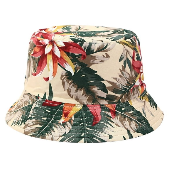 DOPI Stylish Hats Fisherman Hat Unisex Men Women Printing Sun Hat Outing Two-sided Bucket Caps