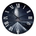 thumbnail image 2 of Designart 'Asphalt Road Under Cloudy Full Moon Iii' Nautical & Coastal Wall Clock, 2 of 5