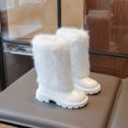 thumbnail image 6 of Willtoo Girls Mid Calf Boots Winter Round Toe Slip On Fuzzy Snow Boots Fashion Casual Cold Weather Walking Shoes for Daily Wear, 6 of 6