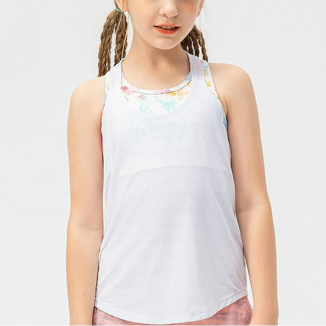 Girls Athletic Tank Tops Kids Racerback Sleeveless Backless Loose Fit Workout Running Sports Shirts 5-15 Years Clearance Sale