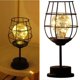 thumbnail image 3 of Kaishengyuan Lámpara de mesa de alambre de metal negro Cesta de hierro Estilo jaula Luz nocturna Lámpara de escritorio retro con pilas para dormitorio [Clase energética A] (Copa de vino tinto), 3 of 8