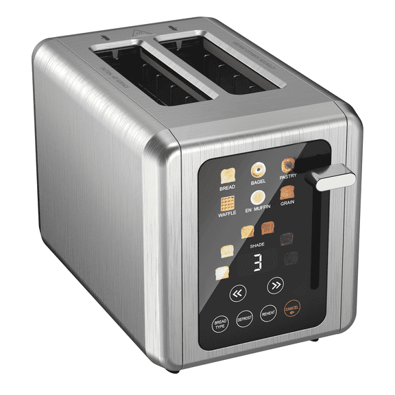 WHALLULTRA Touchscreen Toaster 2 Slice, Stainless Steel, 1.5 " Wide Slots, Bagel, Defrost, 850W