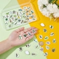 thumbnail image 3 of 60 Styles Plant Teardrop Glass Cabochons Green Plants Theme Cabochons Leaf Flatback Dome Cabochons Mosaic Tile for Craft Photo Pendant Necklace Earring Keychain Jewelry Making 25x18mm, 3 of 6
