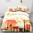 thumbnail image 3 of 2024 Japanese Wave Duvet Cover King Microfiber Cherry Blossom Petals Bedding Set Mount Fuji Volcanic Quilt Cover For Boys Teen, 3 of 7