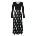 thumbnail image 4 of Maxi Dresses for Women Long Sleeve Printed Patchwork Dress High Waist Fall Casual Flowy A Line Party Dress, 4 of 5