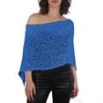 thumbnail image 2 of Women's Crochet Knit Asymmetrical Off-Shoulder Poncho Shawl, Hollow Out Lightweight Cover-Up for Beach, Pool, Parties and Casual Wear Blue Free Size, 2 of 6