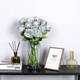 thumbnail image 4 of 12PCS Artificial Silk Flowers Realistic Roses Bouquet Long Stem for Home Wedding Decoration Party (Silver), 4 of 6