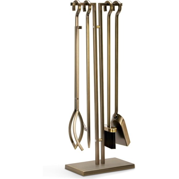 33 Inch Fireplace Tools Set 5 Pieces Indoor Outdoor Wrought Iron Fireplace Accessories Set Wood Stove Fire Place Set