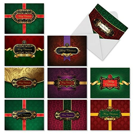 'M10008XB HOLIDAY LABELS' 10 Assorted All Occasions Note Cards Feature Holiday Gifts Ready to  Be Opened with Envelopes by The Best Card (Ten Best Holiday Gifts For Surfers)