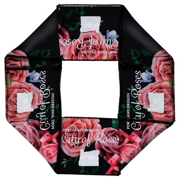 Dog Toy Octagon Flyer Oregon Silhouette Portland Oregon City of Roses Roses White