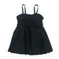thumbnail image 7 of Beach Swimsuits Womens Plus Size Smocked Swimdress Set Ruffle Trim Flowy Bathing Suits Tankinis Swimwear(Black 5XL), 7 of 7