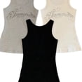 thumbnail image 4 of Women’s Y2K Rhinestone Letter Tank Top, Slim Fit Sleeveless Camisole, Stretch Casual Layering Top, 4 of 6
