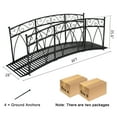 thumbnail image 6 of Kinbor 8ft Outdoor Metal Garden Bridge, Garden Arch Footbridge with 2 Safety Patterned Siderails, Black, 6 of 8