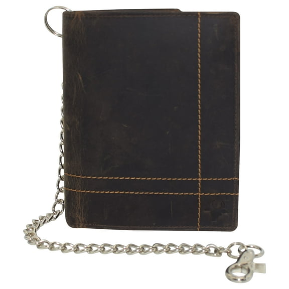 RFID Blocking Mens Hipster Multi-Card Holder Bifold Vintage Leather Chain Biker Wallet for Men