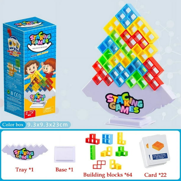 Juego de mesa de bloques de construcción para niños y adultos, juego de mesa de apilamiento de equilibrio divertido, equipo de amigos, dormitorio familiar, Noche y fiesta, 48 piezas