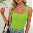 thumbnail image 3 of UPPADA Women's Square Neck Tank Top Sleeveless Workout Summer Basic Tops Knit Slim Fit 2025 Trendy Shirts Camisole Tanks,Tank Tops for Women 2025 Green,M, 3 of 8