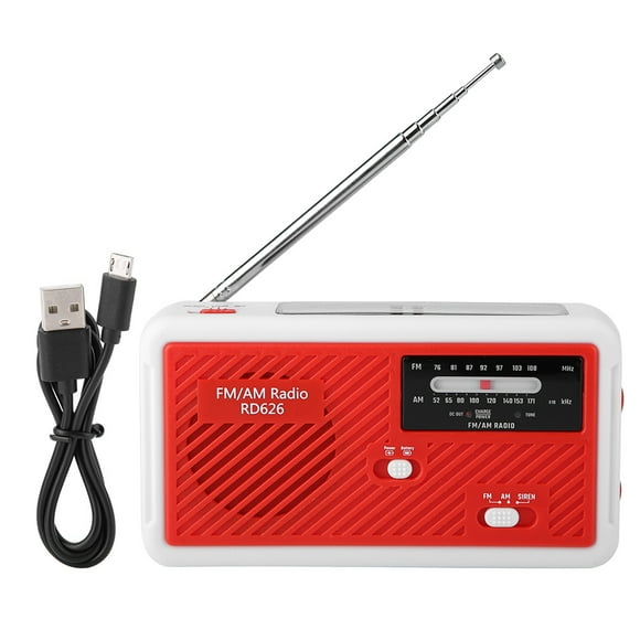 ZOUSSIQI Multifunctional AM/FM Solar Hand Crank Dynamo Twill Radio LED Flashlight Solar Radio Red EL225#55280