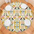 thumbnail image 2 of Floral Boho Style Round Tablecloth with Elastic Band, 44 Inch Fits 38"-42" Tables, Stain Resistant Surface for Party Time Decor, 2 of 7