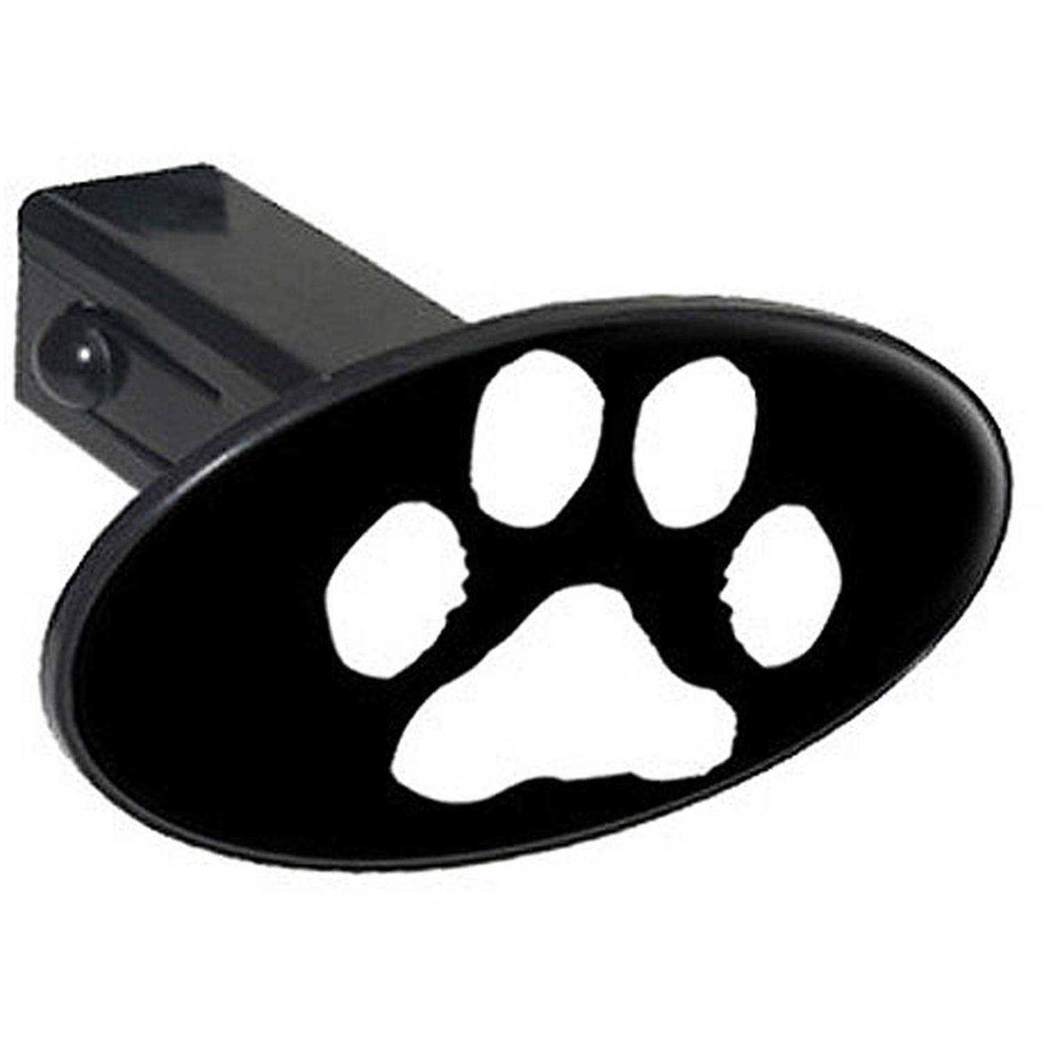 Paw Print White On Black 1.25" Oval Tow Trailer Hitch Cover Plug Insert