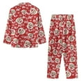 thumbnail image 3 of DISNIMO Santa Claus Snowflake Printed Women Pajama Set 2 Piece Pj Sets Long Sleeve Sleepwear with Wide Leg Pants BUtton Down Lounge Christmas Nightwear with Pockets, 3 of 7