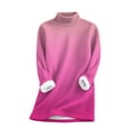 thumbnail image 5 of Women's Plus Size Mock Neck Pullover, Gradient Color Thermal Lined Sweatshirt, Soft Fleece Crewneck Long Sleeve Top, Comfortable Loungewear for Casual Winter Wear and Home Relaxation Hot Pink L, 5 of 6