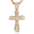 thumbnail image 4 of Hip Hop Iced Out Bling Big Cross Pendant Male 14K Yellow Gold Christian Necklace For Men Jewelry, 4 of 6