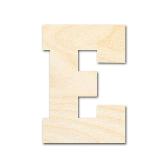 Unfinished Wood Varsity Team Font - E Shape 5" / 1/8"